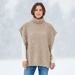 Coco + Carmen Taupe Turtleneck Poncho